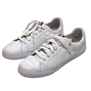 TOMMY HILFIGER | Women's Embossed White Trainers Fashion Sneakers Athletic Shoes